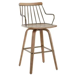 Kirklands Home Bar Stools & Counter Height Stools|Whitewash Poplar Wood Swivel Counter Stool Tan