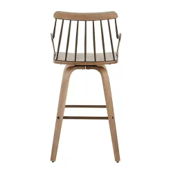 Kirklands Home Bar Stools & Counter Height Stools|Whitewash Poplar Wood Swivel Counter Stool Tan