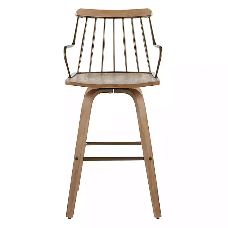 Kirklands Home Bar Stools & Counter Height Stools|Whitewash Poplar Wood Swivel Counter Stool Tan