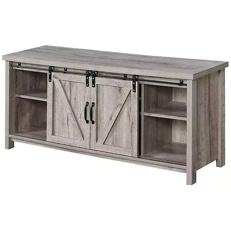 Kirklands Home Tv Stands & Media Consoles|wash Russ Barn Door Media Cabinet White
