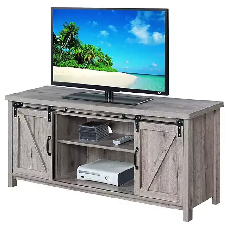 Kirklands Home Tv Stands & Media Consoles|wash Russ Barn Door Media Cabinet White