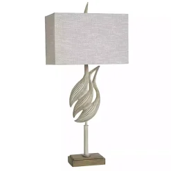 Kirklands Home Buffet Lamps|Whitewashed Carved Egrets Buffet Lamp Gray