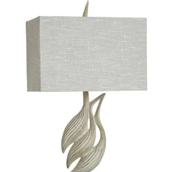 Kirklands Home Buffet Lamps|Whitewashed Carved Egrets Buffet Lamp Gray