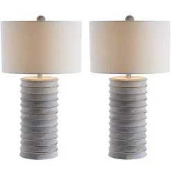 Kirklands Home Table Lamps|Whitewashed Gray Ridges Table Lamps, Set of 2 Ivory