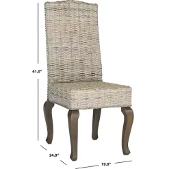 Kirklands Home Dining Chairs|Whitewashed Kubu Rattan Dining Chairs, Set of 2 Ivory
