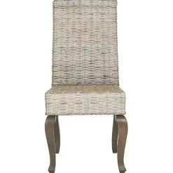 Kirklands Home Dining Chairs|Whitewashed Kubu Rattan Dining Chairs, Set of 2 Ivory