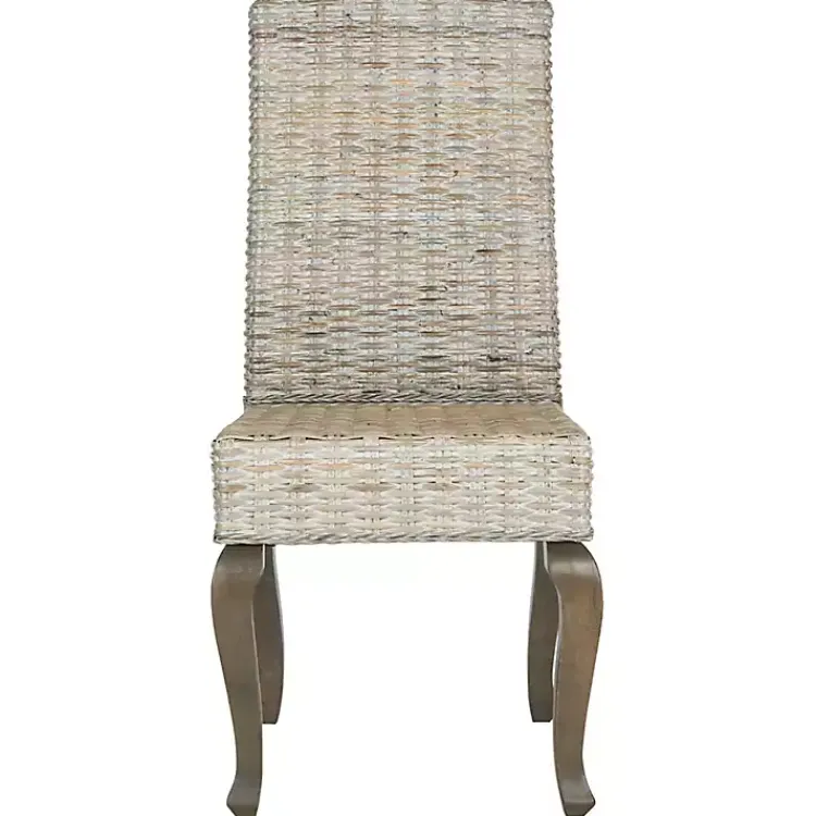 Kirklands Home Dining Chairs|Whitewashed Kubu Rattan Dining Chairs, Set of 2 Ivory