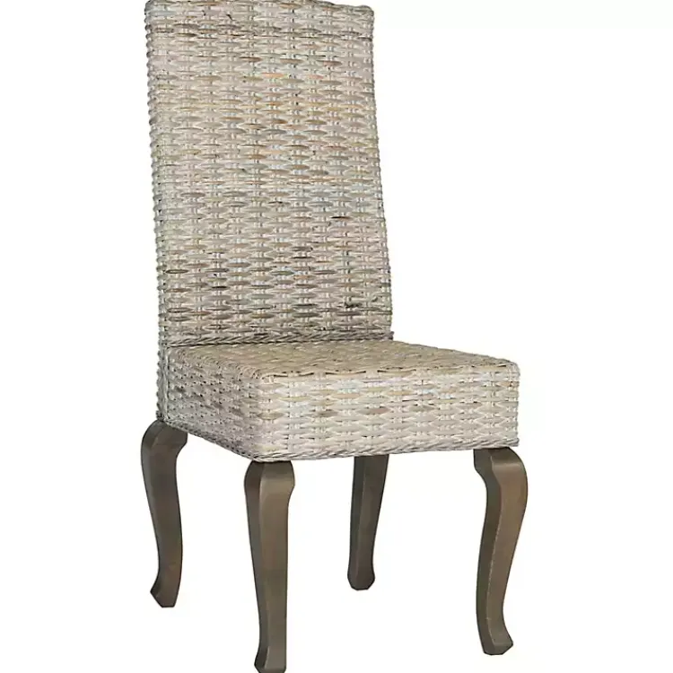 Kirklands Home Dining Chairs|Whitewashed Kubu Rattan Dining Chairs, Set of 2 Ivory