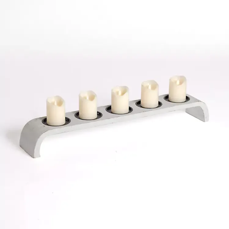 Discount washed Mango Wood Arched Pillar Candle Runner Candle Holders