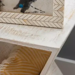 Kirklands Home Accent & End Tables|washed Mango Wood Hourglass Accent Table White