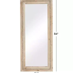 Kirklands Home Decorative Mirrors|Whitewashed Natural Beaded Wood Wall Mirror