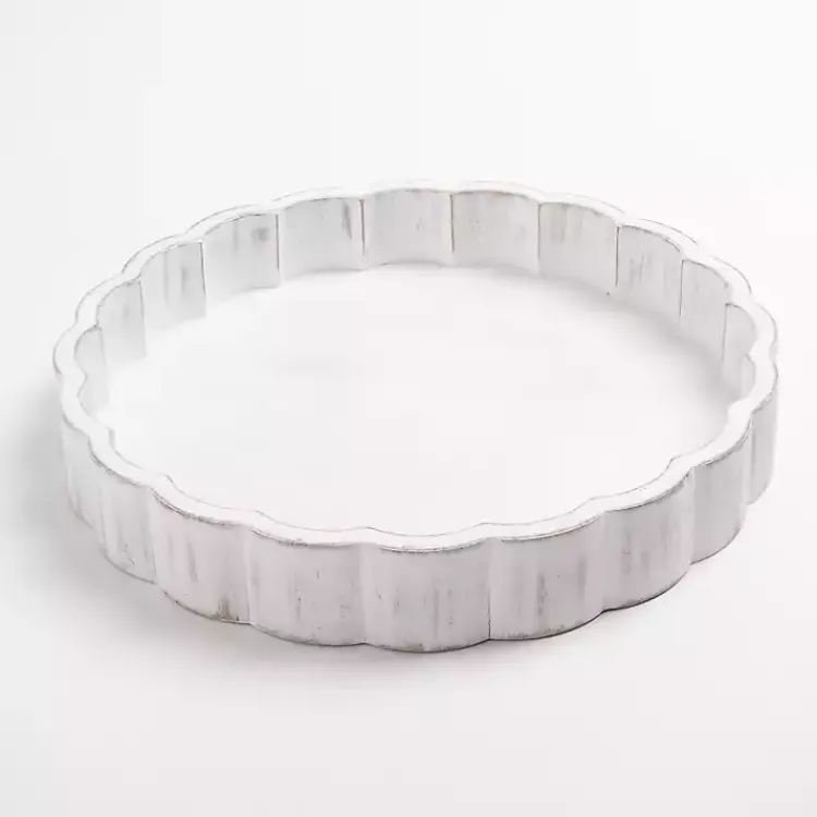 Clearance washed Scalloped Wood Tray Decorative Trays