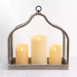 Online Whitewashed Wood Beaded Open Lantern Lanterns