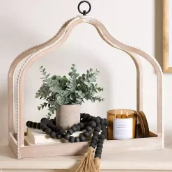 Online Whitewashed Wood Beaded Open Lantern Lanterns