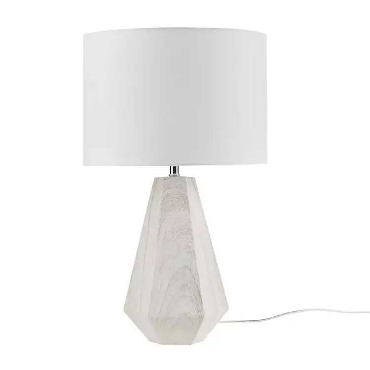 Kirklands Home Table Lamps|washed Wood Flynn Table Lamp White