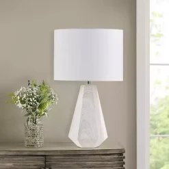 Kirklands Home Table Lamps|washed Wood Flynn Table Lamp White