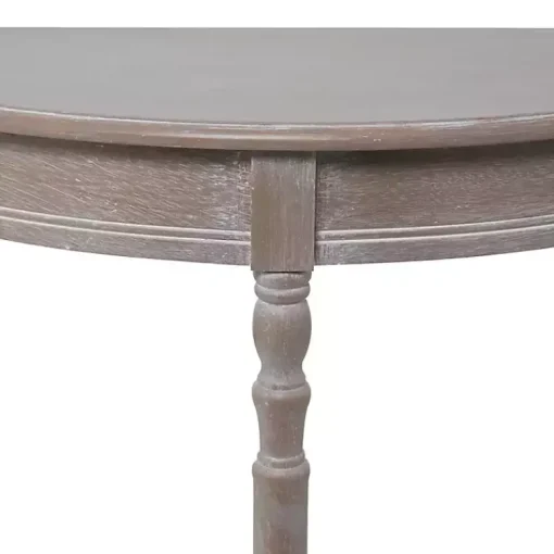Kirklands Home Entryway Furniture|Whitewashed Wood Half Moon Console Table Brown