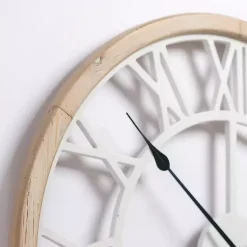 Kirklands Home Clocks|Whitewashed Wood Open Face Wall Clock