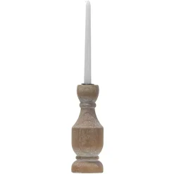 New Whitewashed Wood Taper Candle Holder, 9 in. Candle Holders