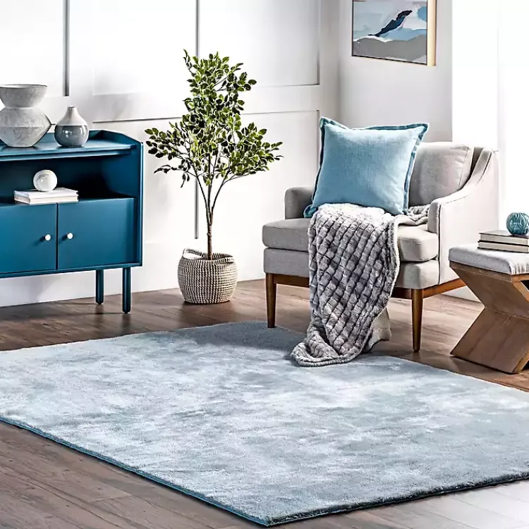 Kirklands Home Area Rugs|Whitlow Shag Washable Area Rug, 6x9 Blue