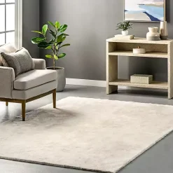 Kirklands Home Area Rugs|Whitlow Cream Shag Washable Area Rug, 5x8 Ivory