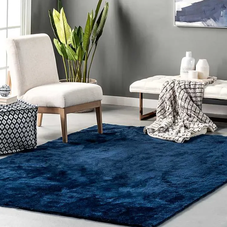 Kirklands Home Area Rugs|Whitlow Navy Shag Washable Area Rug, 8x10 Blue