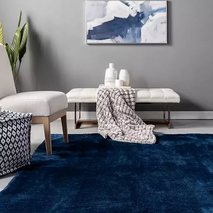 Kirklands Home Area Rugs|Whitlow Navy Shag Washable Area Rug, 8x10 Blue