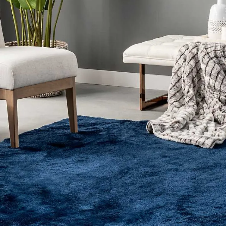 Kirklands Home Area Rugs|Whitlow Navy Shag Washable Area Rug, 8x10 Blue