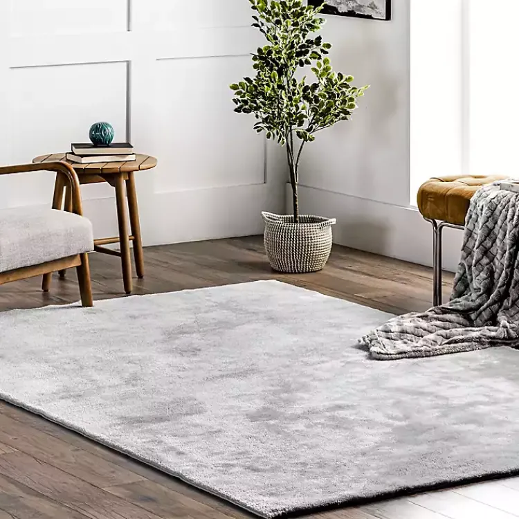 Kirklands Home Area Rugs|Whitlow Shag Washable Area Rug, 6x9 Silver
