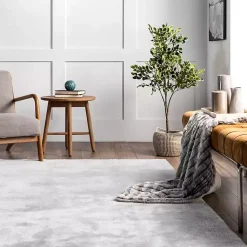 Kirklands Home Area Rugs|Whitlow Shag Washable Area Rug, 6x9 Silver