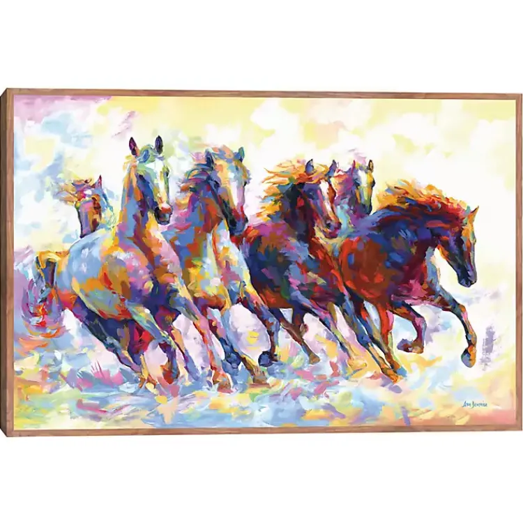 Kirklands Home Canvas Art|Wild Horses Running Framed Canvas Art Print Multi