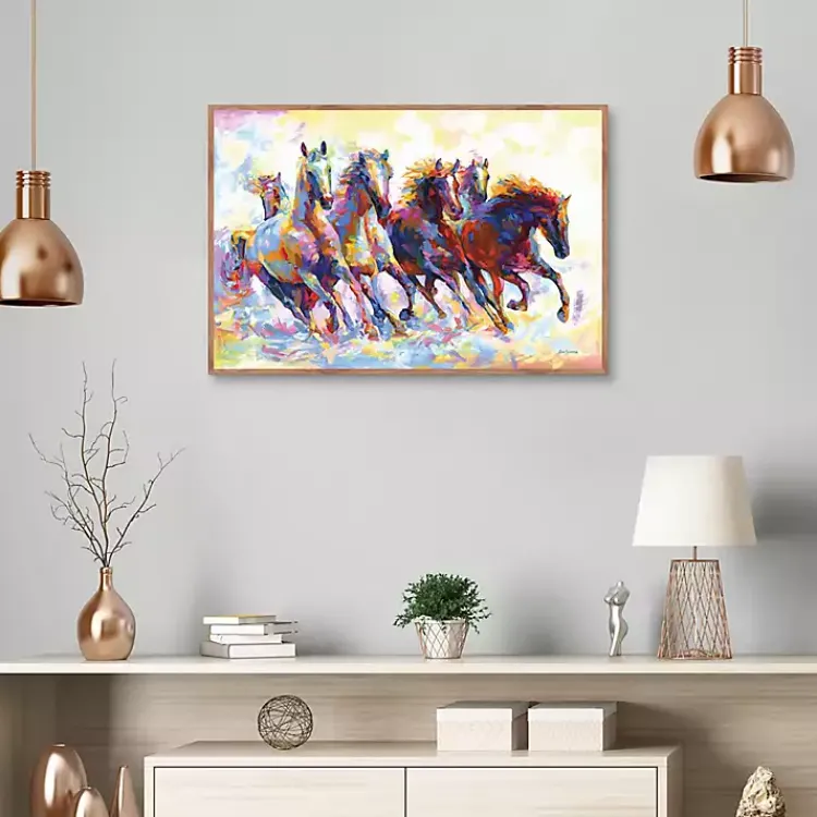 Kirklands Home Canvas Art|Wild Horses Running Framed Canvas Art Print Multi
