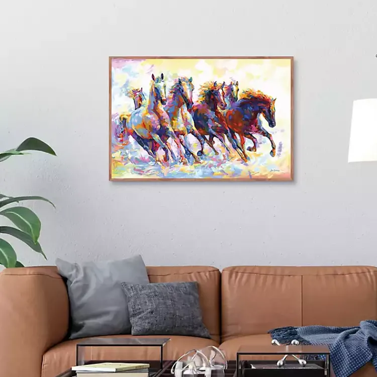 Kirklands Home Canvas Art|Wild Horses Running Framed Canvas Art Print Multi