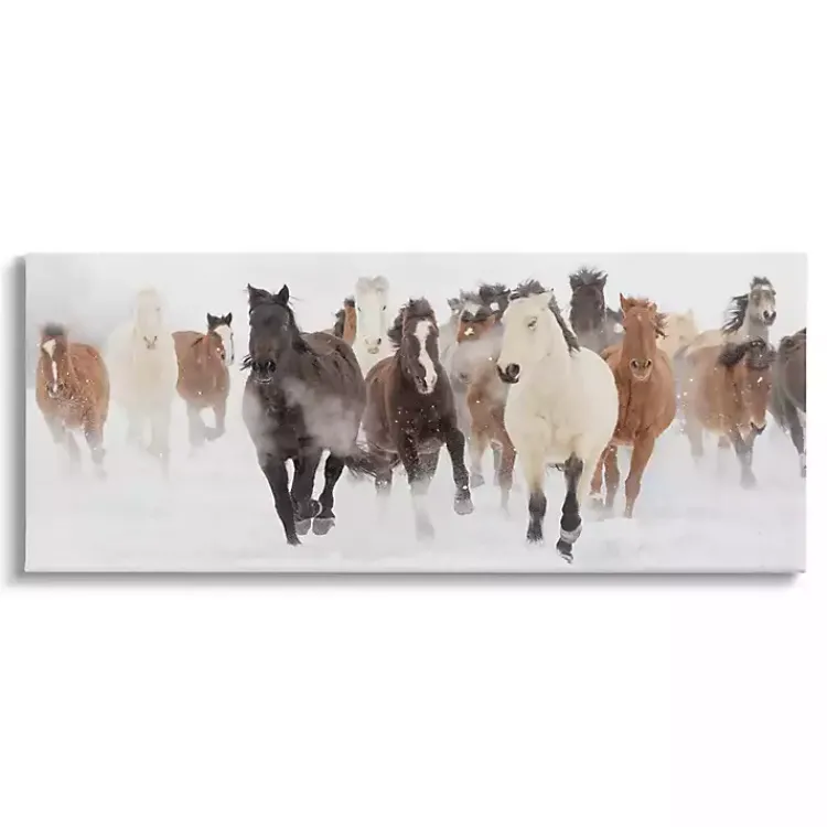 Kirklands Home Canvas Art|Wild Winter Horses Canvas Art Print, 40x17 in.