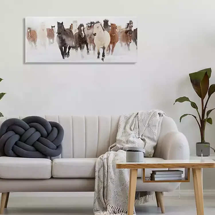 Kirklands Home Canvas Art|Wild Winter Horses Canvas Art Print, 40x17 in.