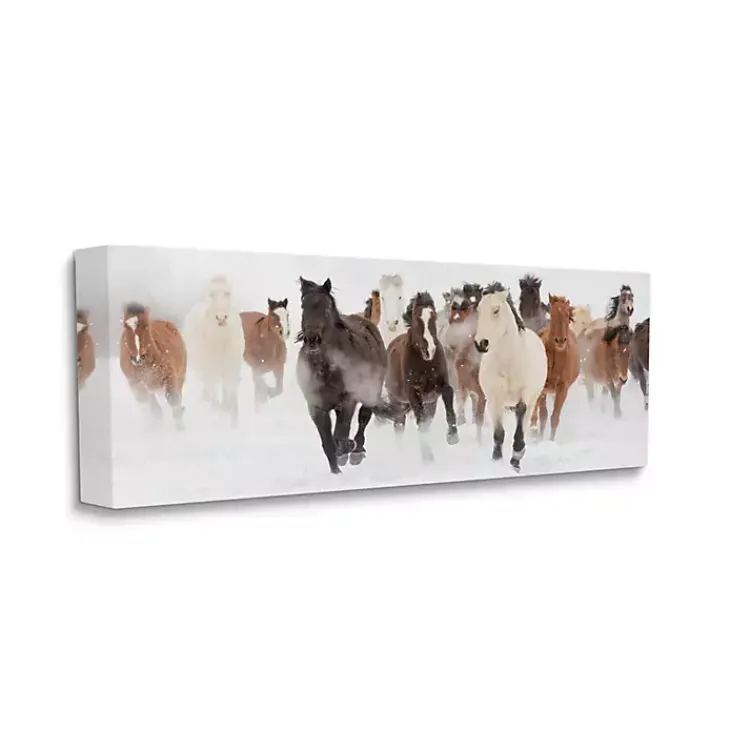 Kirklands Home Canvas Art|Wild Winter Horses Canvas Art Print, 40x17 in.