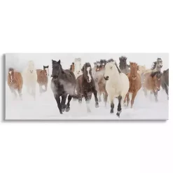 Kirklands Home Canvas Art|Wild Winter Horses Canvas Art Print, 48x20 in.