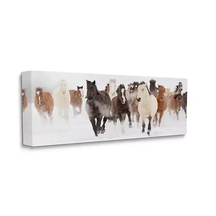 Kirklands Home Canvas Art|Wild Winter Horses Canvas Art Print, 48x20 in.