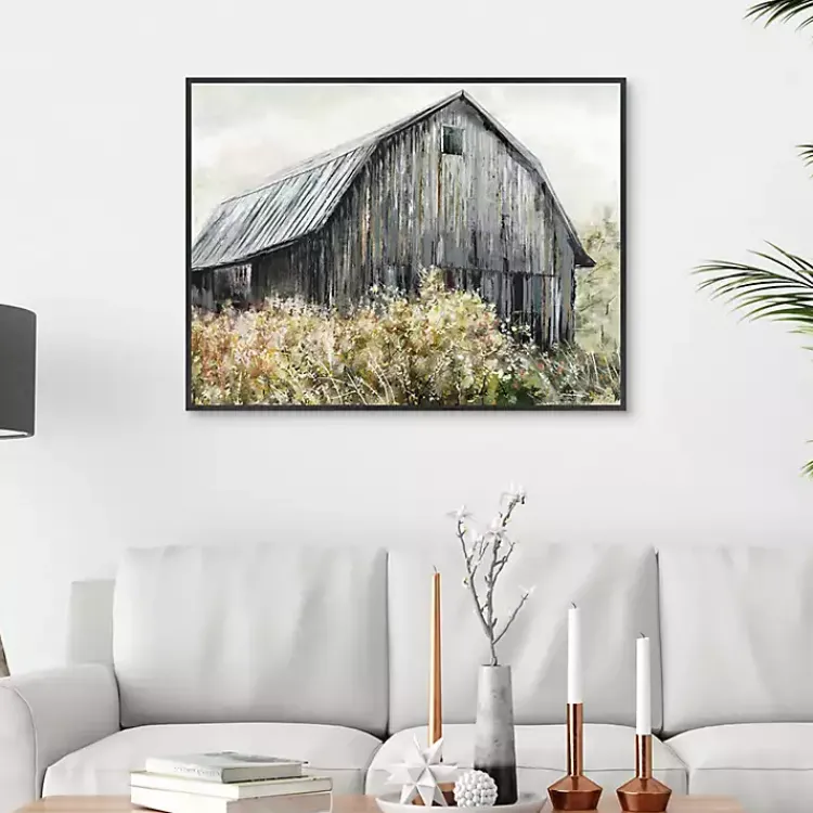Kirklands Home Canvas Art|Wildflower Barn Framed Canvas Art Print, 40x30 in. Gray