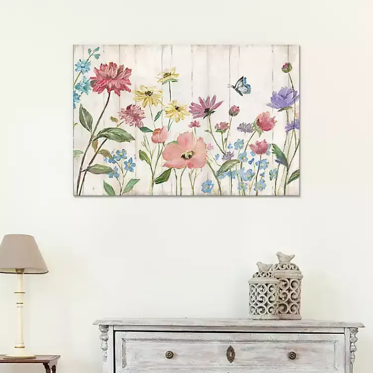 Kirklands Home Canvas Art|Wildflower Flutter on Wood Canvas Art Print Multi