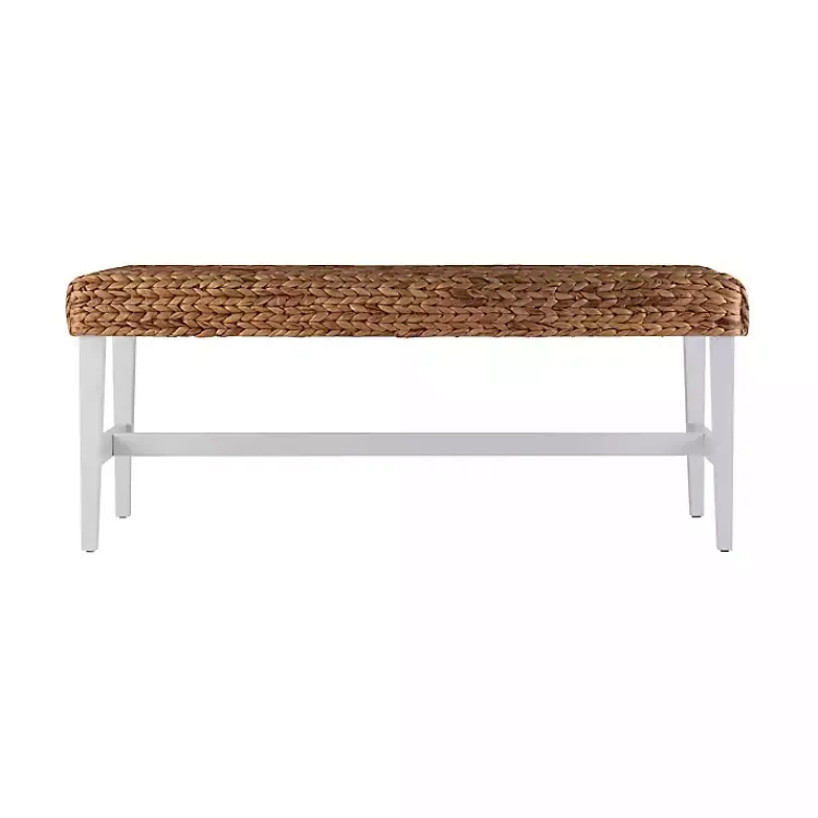 Kirklands Home Benches & Ottomans|Wiley Woven Hyacinth Bench with White Base