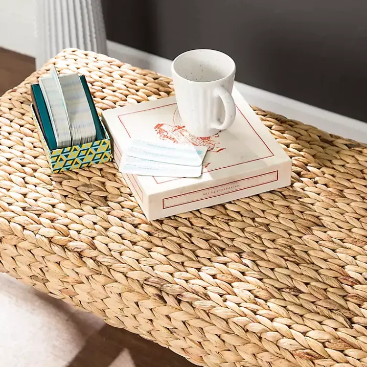 Kirklands Home Benches & Ottomans|Wiley Woven Hyacinth Bench with White Base