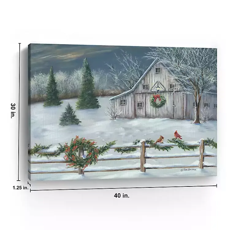 Sale Winter Christmas Barn Canvas Art Print, 40x30 in. Christmas Art & Wall Decor