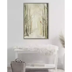 Kirklands Home Canvas Art|Winter Forest Landscape Framed Canvas Art Print White