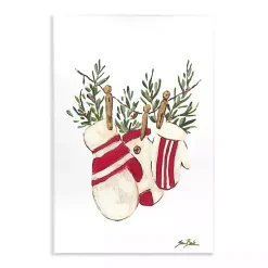 New Winter Mittens on Clothesline Wall Plaque Christmas Art & Wall Decor