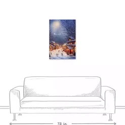 Online Winter Village at Night Canvas Art Print Christmas Art & Wall Decor
