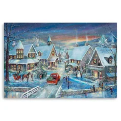Online Winter Village Christmas Giclee Canvas Art Print Christmas Art & Wall Decor