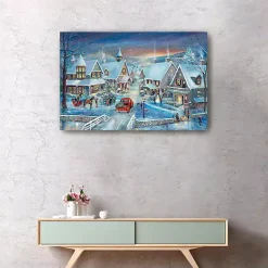 Online Winter Village Christmas Giclee Canvas Art Print Christmas Art & Wall Decor