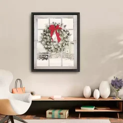 New Winter Window View Framed Canvas Art Print, 26x34 Christmas Art & Wall Decor