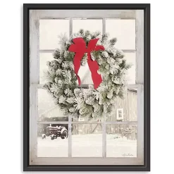 Outlet Winter Window View Framed Canvas Art Print, 32x42 Christmas Art & Wall Decor